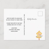 Bewegung von niedlichen Vogelhäusern Ankündigungspostkarte (Rückseite)