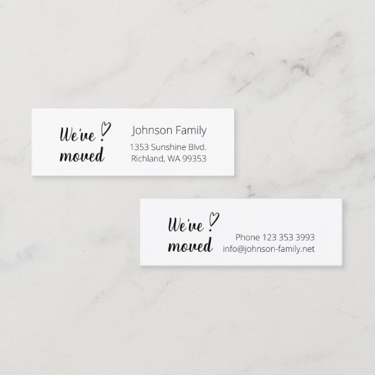 Bewegung. Wir haben das Script verschoben. Familiä Mini Visitenkarte (Vorne/Hinten)