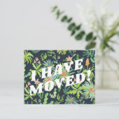 BEWEGUNGSANKÜNDIGUNG: Bunter Dschungel Botanicals Postkarte (Stehend Vorderseite)