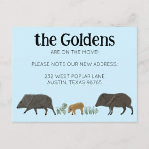 BEWEGUNGSANKÜNDIGUNG Familie Javelina Südwesten Postkarte