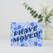 BEWEGUNGSANKÜNDIGUNG Farbenfrohe blaue Muscheln St Postkarte (Stehend Vorderseite)