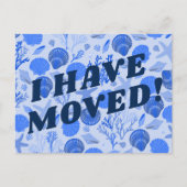 BEWEGUNGSANKÜNDIGUNG Farbenfrohe blaue Muscheln St Postkarte (Vorderseite)