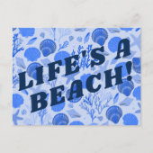 BEWEGUNGSANKÜNDIGUNG - farbenfroher Blue Seashells Postkarte (Vorderseite)