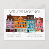 BEWEGUNGSANKÜNDIGUNG - Farbige Häuser Wasserfarbe Postkarte (Vorderseite)