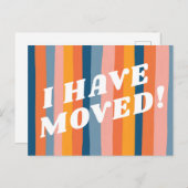 BEWEGUNGSANKÜNDIGUNG Farbige rosa Streifen Retro Postkarte (Vorne/Hinten)