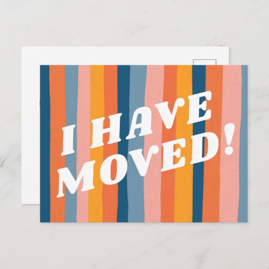 BEWEGUNGSANKÜNDIGUNG Farbige rosa Streifen Retro Postkarte (Vorne/Hinten)