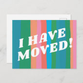 BEWEGUNGSANKÜNDIGUNG Farbige rosa Streifen Retro Postkarte (Vorne/Hinten)