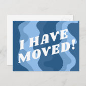 BEWEGUNGSANKÜNDIGUNG - farbige Streifen fett blau Postkarte (Vorne/Hinten)