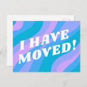 BEWEGUNGSANKÜNDIGUNG - Farbige Streifen in blau Postkarte (Vorne/Hinten)