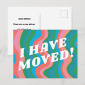 BEWEGUNGSANKÜNDIGUNG - Farbige Streifen Rosa Blau Postkarte (Vorne/Hinten)