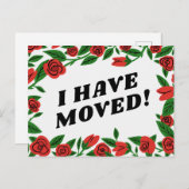 BEWEGUNGSANKÜNDIGUNG - Farbliche Rote Rose Postkarte (Vorne/Hinten)