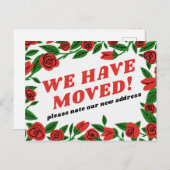 BEWEGUNGSANKÜNDIGUNG - Farbliche Rote Rose Postkarte (Vorne/Hinten)