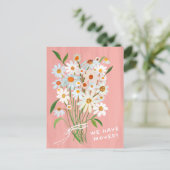BEWEGUNGSANKÜNDIGUNG Niedliche Daisy Bouquet handb Postkarte (Stehend Vorderseite)
