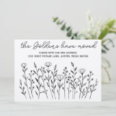 BEWEGUNGSANKÜNDIGUNG Wildblume Art Kraft Card Einladung (Stehend Vorderseite)
