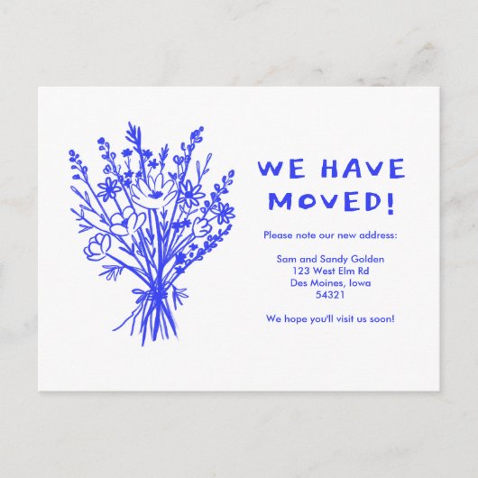 BEWEGUNGSANKÜNDIGUNG Wildblume Bouquet Niedlich Do Postkarte (Vorderseite)