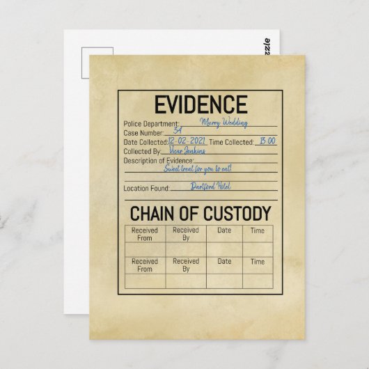 Beweiskette für das Sorgerecht spielt eine wichtig Postkarte (Vorne/Hinten)