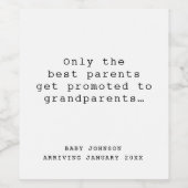 Bewerbung für das Baby-Ankündigungslabel von Große Weinetikett (Einzelnes Label)