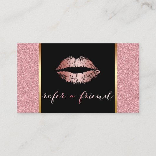 Bewerbung für die Rose Makeup Glitzer Lips Empfehlungskarte (Vorderseite)