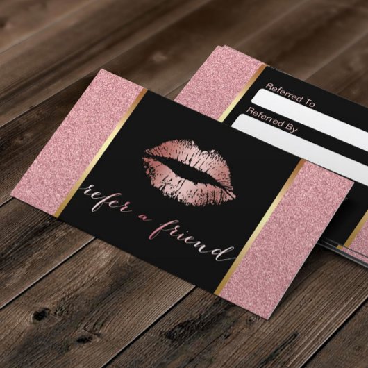 Bewerbung für die Rose Makeup Glitzer Lips Empfehlungskarte