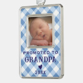 Bewerbung für Grandpa Baby Foto Blue Gingham Retro Rahmen-Ornament Silber (Links)