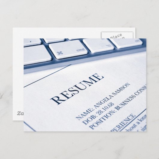 Bewerbung für Lebenslauf oder Lebenslauf Postkarte (Vorne/Hinten)