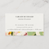 Bewerbung von Boho Green Pink Painted Floral Visitenkarte (Rückseite)