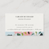 Bewerbung von Boho Pink Blue Green Painted Floral Visitenkarte (Rückseite)