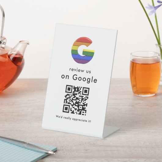 Bewerte uns QR-Code-Schild | Google-Bewertung Sockelschild (In SItu)