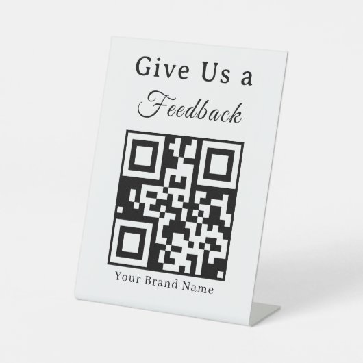 Bewerten Sie einen QR-Code Geschäftspodiumsschild Sockelschild (Vorderseite)