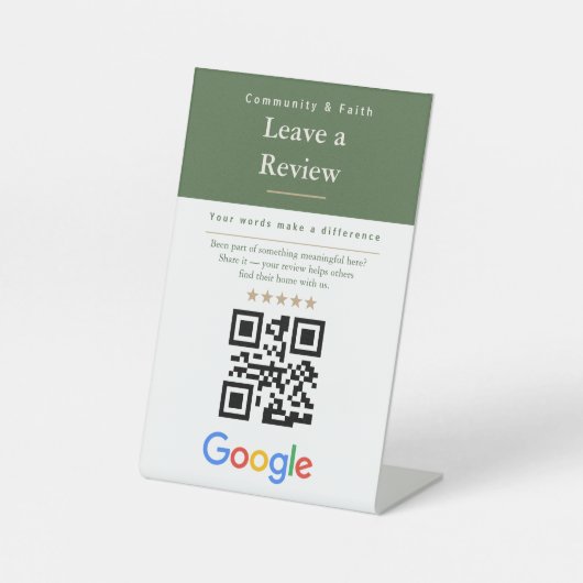 Bewerten Sie QR-Code-Schilder | Google-Bewertung | Sockelschild (Vorderseite)