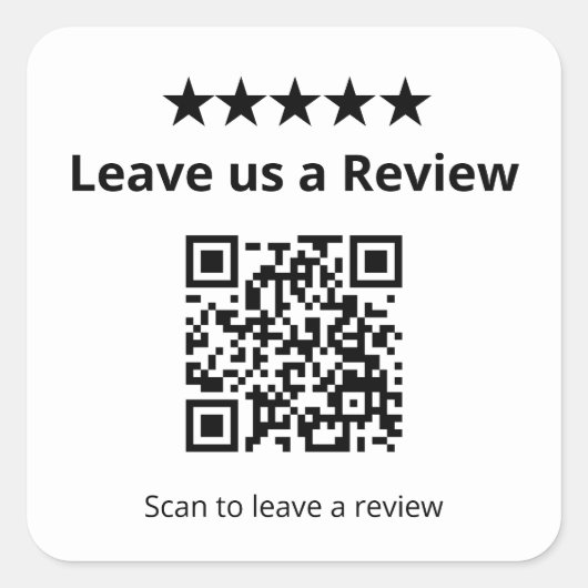 Bewerten Sie uns QR-Code | Kundenbewertung Quadratischer Aufkleber (Vorderseite)
