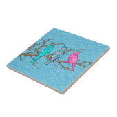 Bewerten Sie Vögel auf einer Zweigstelle, Sky Blue Fliese (Seite)