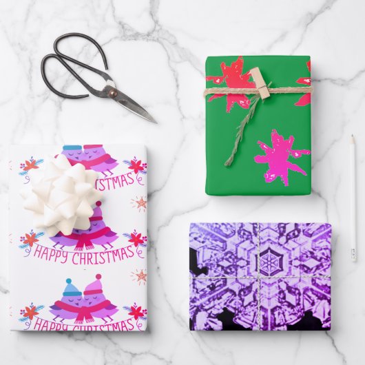 BEWERTETES SCHNEEFLAKE-Wrapping Paper Geschenkpapier Set (Vorderseite)