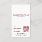 Bewertung der Anrufung eines Zweithaarsalons Visitenkarte (Rückseite)