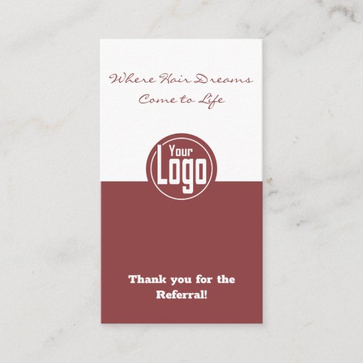 Bewertung der Anrufung eines Zweithaarsalons Visitenkarte (Vorderseite)