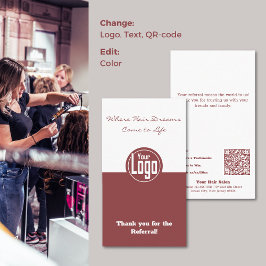 Bewertung der Anrufung eines Zweithaarsalons Visitenkarte