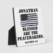 Bewertung der Polizei Blauer Linie Schrift Segen Fotoplatte (Vorderseite)