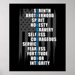 Bewertung der Polizei für die Strafverfolgungsflag Poster