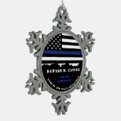Bewertung der Thin Blue Line durch Zollbeamte Schneeflocken Zinn-Ornament (Links)