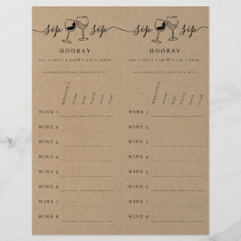 Bewertung der Weinprobe auf Imitate Kraft Letter Briefbogen