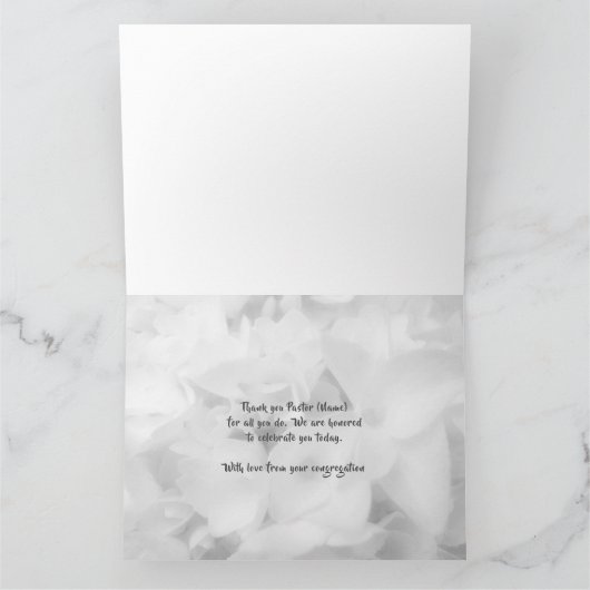 Bewertung der Weisheit-Hydrangeas-Pastor Karte (Innenseite)