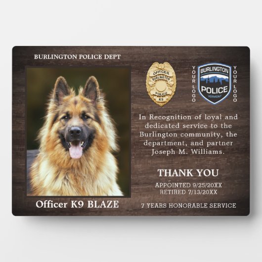 Bewertung des Einbezugs von Polizeihunden K9 Fotoplatte (Vorderseite)