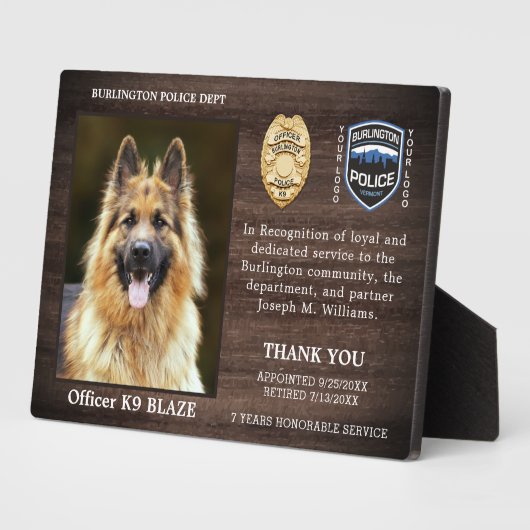 Bewertung des Einbezugs von Polizeihunden K9 Fotoplatte (Seite)