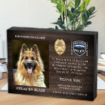 Bewertung des Einbezugs von Polizeihunden K9 Holzkisten Schild<br><div class="desc">Ehre deinen besten Partner und Polizeihund für seine engagierten Dienstjahre mit diesem Schild der Thin Blue Line Police Hunde Rentirement Bewertung Foto Plakat Holzbox. Personalisieren Sie mit dem Foto, dem Namen, der persönlichen Nachricht, den Dienstdaten und den Dienstjahren Ihres Polizeibeamten K9. Auch personalisieren Sie mit Abzeichen, Abteilung Logo oder Siegel....</div>