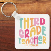 Bewertung des Lehrers der dritten Klasse farbig Schlüsselanhänger (Vorderseite)