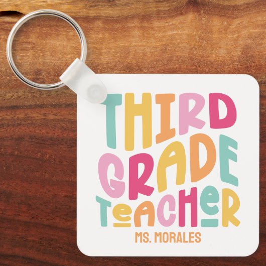 Bewertung des Lehrers der dritten Klasse farbig Schlüsselanhänger (Vorderseite)