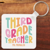 Bewertung des Lehrers der dritten Klasse farbig Schlüsselanhänger (Rückseite)