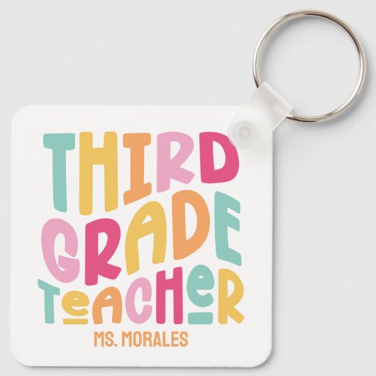 Bewertung des Lehrers der dritten Klasse farbig Schlüsselanhänger (Rückseite)