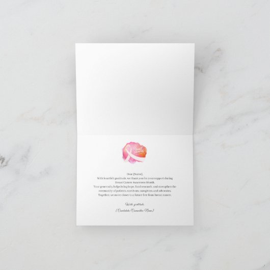 Bewertung des Lesekarzinoms mit dem Logo "Ribbon" Dankeskarte (Innenseite)