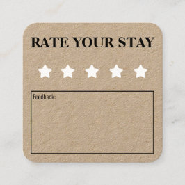 Bewertung Ihrer Bleibe Airbnb Hospitality-Feedback Quadratische Visitenkarte